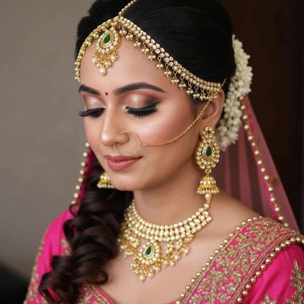 AI-generated bridal inspiration with rose lips and softly defined eyes